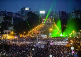 Protesters of former Egyptian President Mohammed Morsi gather in Tahrir Square in Cairo, Egypt, on July 3.