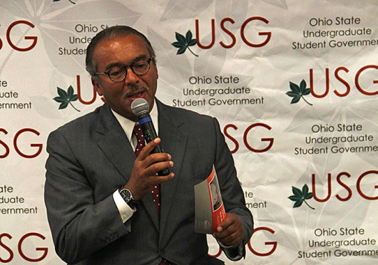 Columbus Mayor Michael Coleman speaks at an Undergraduate Student Government meeting Oct. 1.