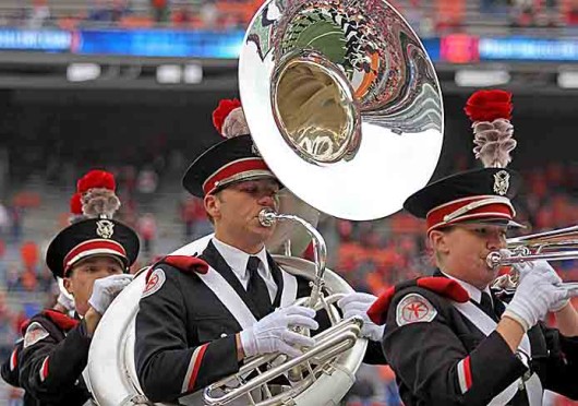 The OSU Marching Band performs during halftime at an OSU football game against Illinois Nov. 16. OSU won, 60-35. Credit: Shelby Lum / Photo editor