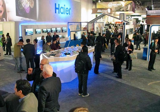 Six OSU students and 3 instructors went to Las Vegas to work at the Consumer Electronics Show in early January. Their trip was funded by Chinese appliance company Haier. Credit: Courtesy of Amanda Amsel
