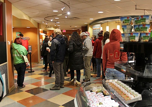 People wait in line for their orders at Marketplace, an OSU dining facility located at 1578 Neil Ave. Credit: Shelby Lum / Photo editor