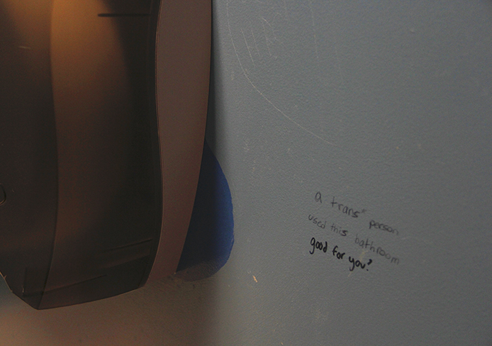 Bathroom graffiti in the Journalism Building.