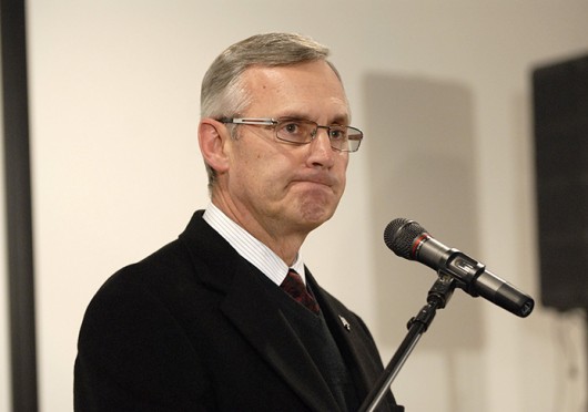 Former OSU football coach Jim Tressel formally submitted an application for the presidency to the Akron Board of Trustees. Credit: Lantern file photo