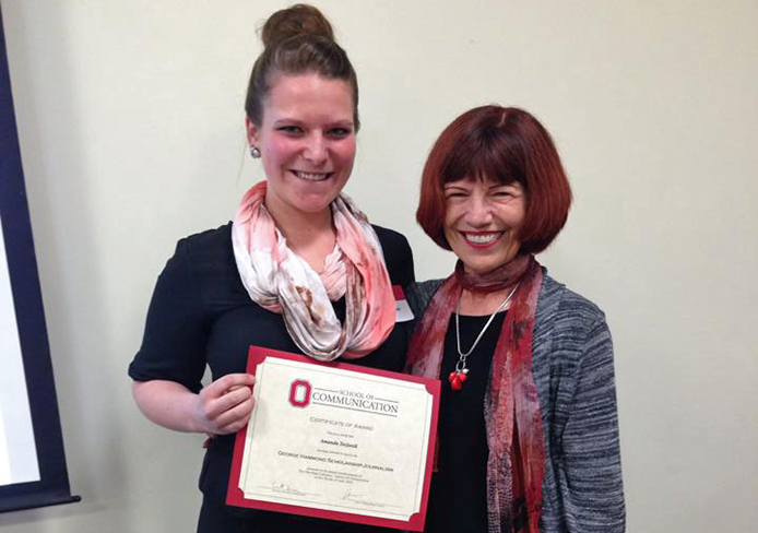 Second-year OSU student Amanda Stefanik (left) poses with STEP faculty mentor Anna Soter. 
