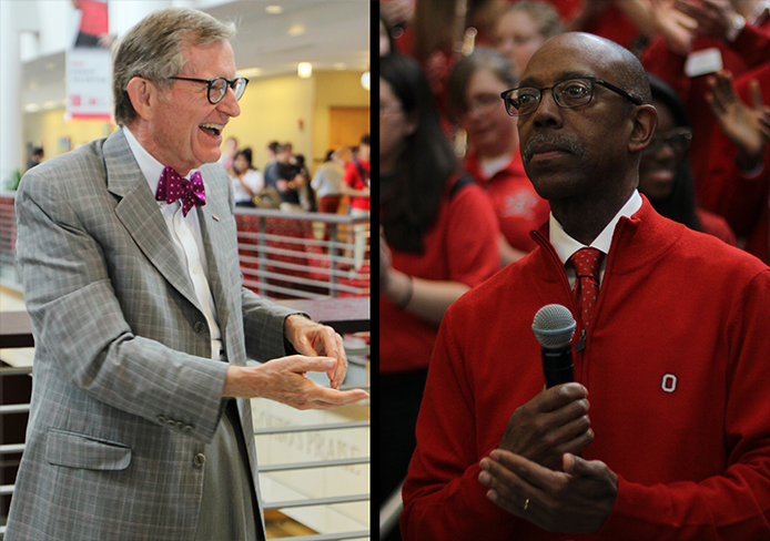 E. Gordon Gee (left) and Dr. Michael Drake.  Credit: Shelby Lum / Photo editor