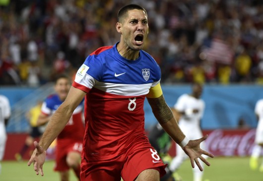 Clint Dempsey of Team USA celebrates his goal against Ghana during the World Cup in Natal, Brazil, on June 16. Credit: Courtesy of MCT
