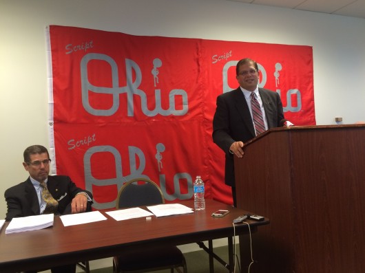 Former OSU Marching Band director Jonathan Waters during  a press conference Sept. 26 where he announced he will sue the university. Credit: Logan Hickman / Campus editor