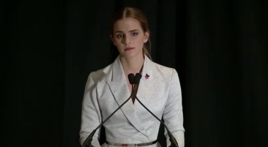 British actress and UN Women goodwill ambassador Emma Watson speaks about feminism and a new UN Women campaign Sept. 20 at the UN in New York City.  Screenshot of UN YouTube video