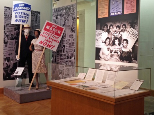 "Remembering the Act: Archival Reflections on Civil Rights," is on display until Jan. 4 at Thompson Library. The exhibit commemorates 50 years since the enacting of the Civil Rights Act of 1964. Credit: Krista McComb / Lantern reporter