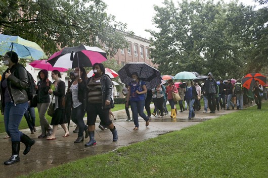 People march in support of professor Steven Salaita through the University of Illinois quad on Sept. 9 in Urbana, Ill. Credit: Courtesy of MCT