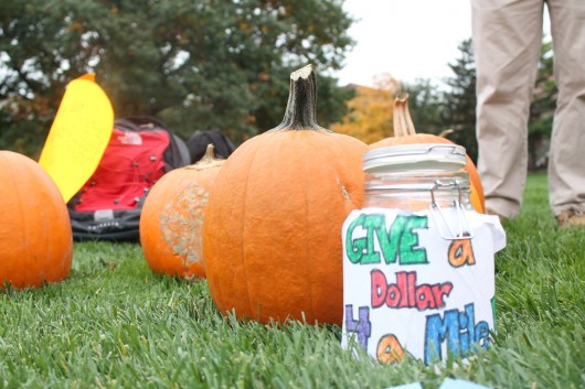 OSU student organization G.I.V.E. held a pumpkin sale Oct. 21 on The Oval to raise money in support of global student volunteer opportunities affecting communities in Nicaragua, Tanzania and Thailand​.  Credit: Leisa DeCarlo / Lantern reporter 