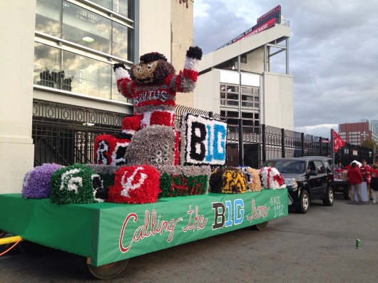 Alpha Tau Zeta — also known as Farm House Fraternity — won the float competition at OSU's 102nd Home Coming Parade Friday. Credit: Hayley Beck / Lantern reporter