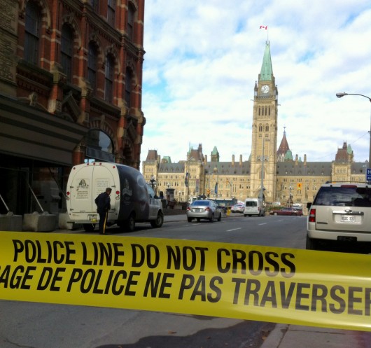 Police block off access to Parliament Hill after shots were fired at Canada’s Parliament in Ottawa on Oct. 22. Credit: Courtesy of TNS
