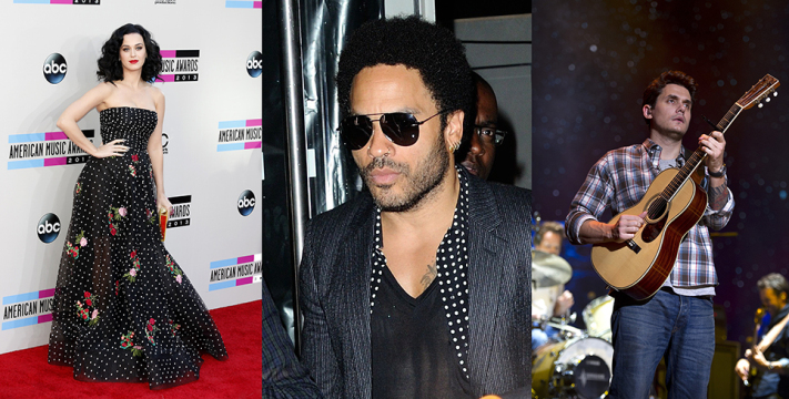 From left, singers Katy Perry, Lenny Kravitz and John Mayer were among those who made pop headlines this week.