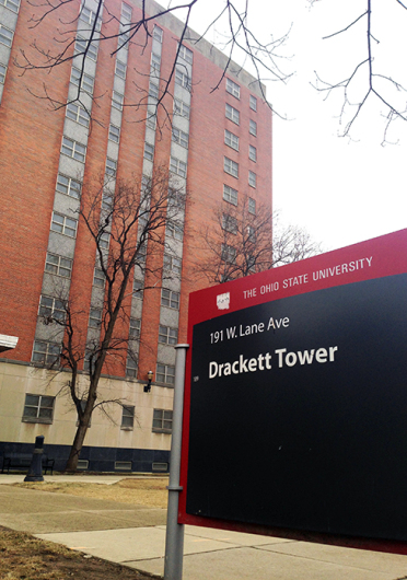 Drackett Tower and Houck House will temporarily close this fall when four new residence halls are scheduled to open. Credit: Eric Weitz / Lantern reporter