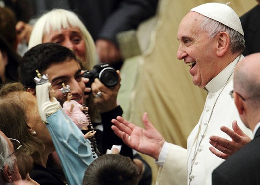Pope Francis greets people Jan. 21 at the Vatican. Credit: Courtesy of TNS