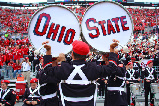 OSU Marching Band members play during a game against Kent State on Sept. 13 at Ohio Stadium. OSU won, 66-0. Credit: Mark Batke / Photo editor