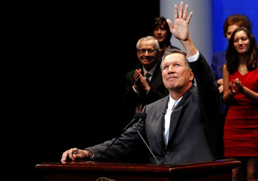 Republican Gov. John Kasich delivered his inauguration speech to a packed Southern Theatre in downtown Columbus Jan. 12. Credit: Jon McAllister / Asst. photo editor