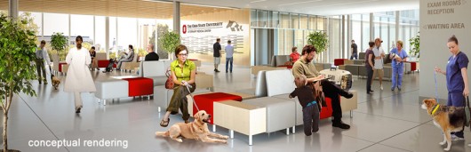 A conceptual rendering depicting part of the approved expansion and enhancement to the OSU Veterinary Medical Center (VMC). Credit: Courtesy of OSU