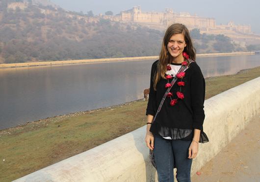 Melissa Prax stands in front of Amer Fort in Jaipur, India, in December. Credit: Courtesy of Melissa Prax