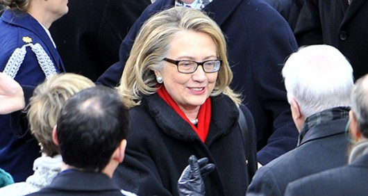 Secretary of State Hilary Clinton  arrives for the inauguration on the West Front of the U.S. Capitol on Monday, Jan. 21, 2013 in Washington, D.C. Credit: Courtesy of TNS