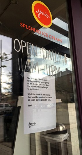 Columbus-based ice cream company, Jeni's Splendid Ice Creams, voluntarily decided to recall all ice creams, frozen yogurts, sorbets and ice cream sandwiches and has closed down its shops. Credit: Alaina Bartel / Lantern Reporter