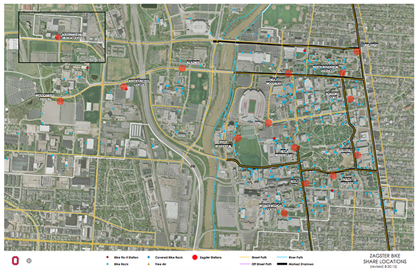 All bike accessible locations located throughout campus. Credit: Courtesy of OSU