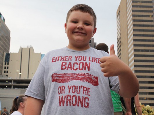 Evan Thomas (11) at Ohio Bacon Fest at the Columbus Commons  on Sept. 25. Credit: Mason Swires / Lantern Reporter