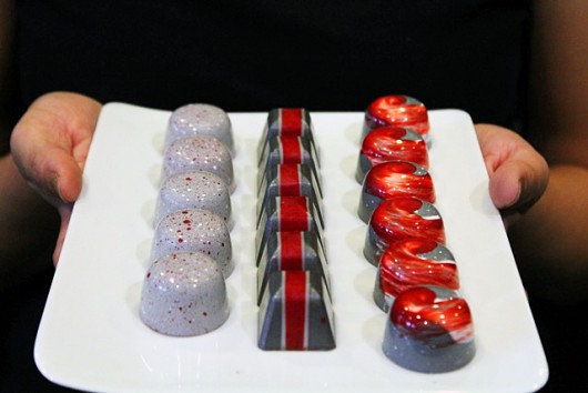 The Ohio State themed buckeye truffles, each with a different flavor added into the ganache. Credit: Mason Swires | Lantern Reporter 