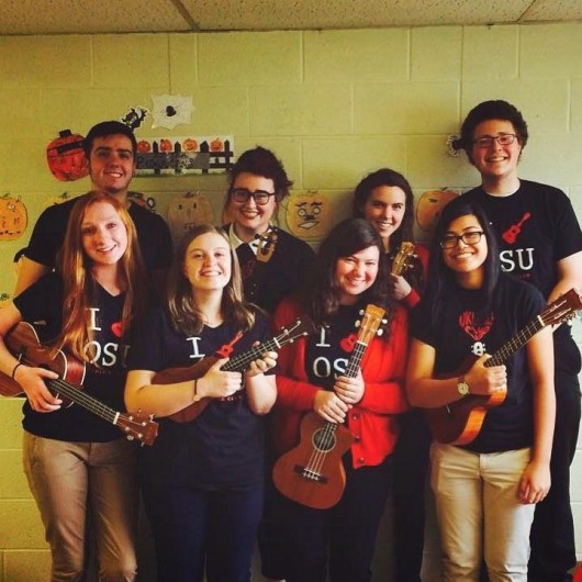 Members of the Ukulele club pose for a picture. Credit: Courtesy of Taylor Bryan