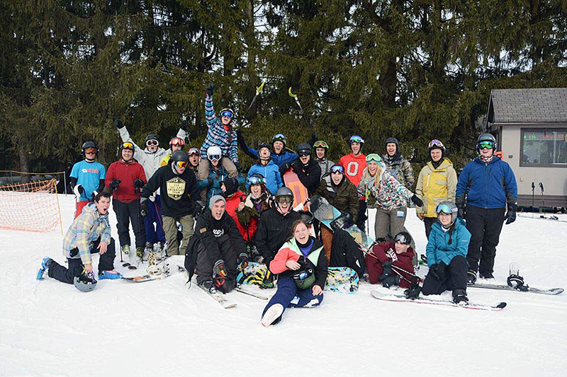 Members of the OSU Ski and Board Team at a race at Snow Trails. Credit: Courtesy of Hayley Hartman