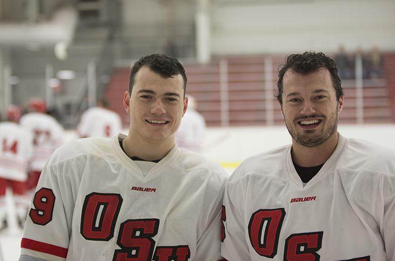 Members of OSU club men’s hockey pose for a picture after a game against Indiana on Jan. 29. Courtesy of Morgan Clark