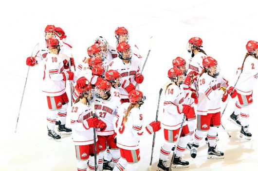 Members of OSU women’s hockey team during a game against Minnesota State on Oct. 23. Credit: Courtesy of OSU