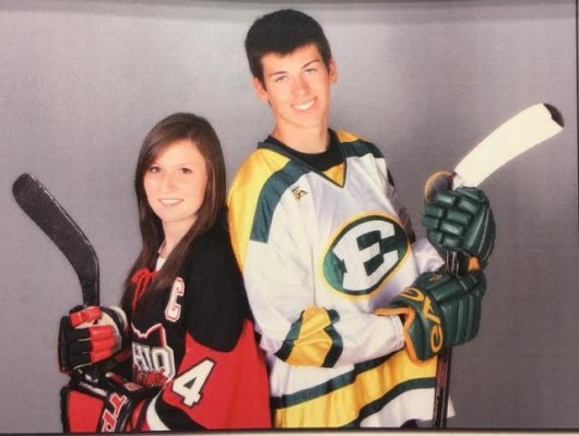 Current OSU players Maggie Rothgery and Nick Crosby during their days on the Ohio Flames and St. Edwards Eagles, respectively. Credit: Courtesy of Maggie Rothgery