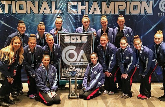 The Ohio State University Club Dance Team poses for a picture at the 2016 National Championship. Credit: Courtesy of Amanda Coleman