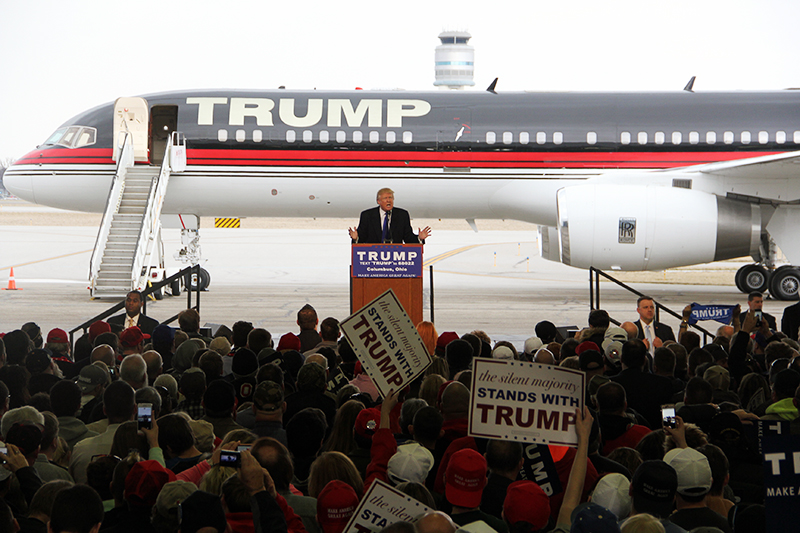 Republican presidential candidate Donald Trump speaks during a rally at Columbus International Airport on March 1. Credit: Daniel Herbener | Lantern Reporter 