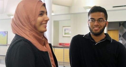 Co-presidents of the Muslim Students' Association at Ohio State, Maliha Masood, fourth-year in industrial and systems engineering, and Nabeel Alauddin, fourth-year in management information systems, voice their thoughts following the Nov. 28 attack on campus. Credit: Mitch Hooper | Engagement Editor